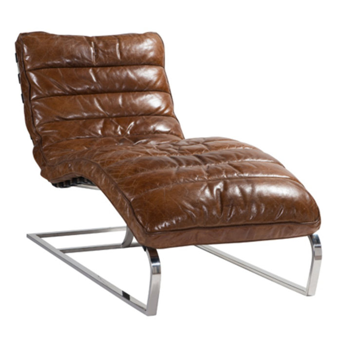 Williston Kristopher Leather Chaise Lounge Wayfair.co.uk